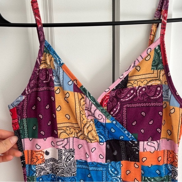 SHEIN Colorful Patchwork Spaghetti Strap Mini Dress - Picture 4 of 8